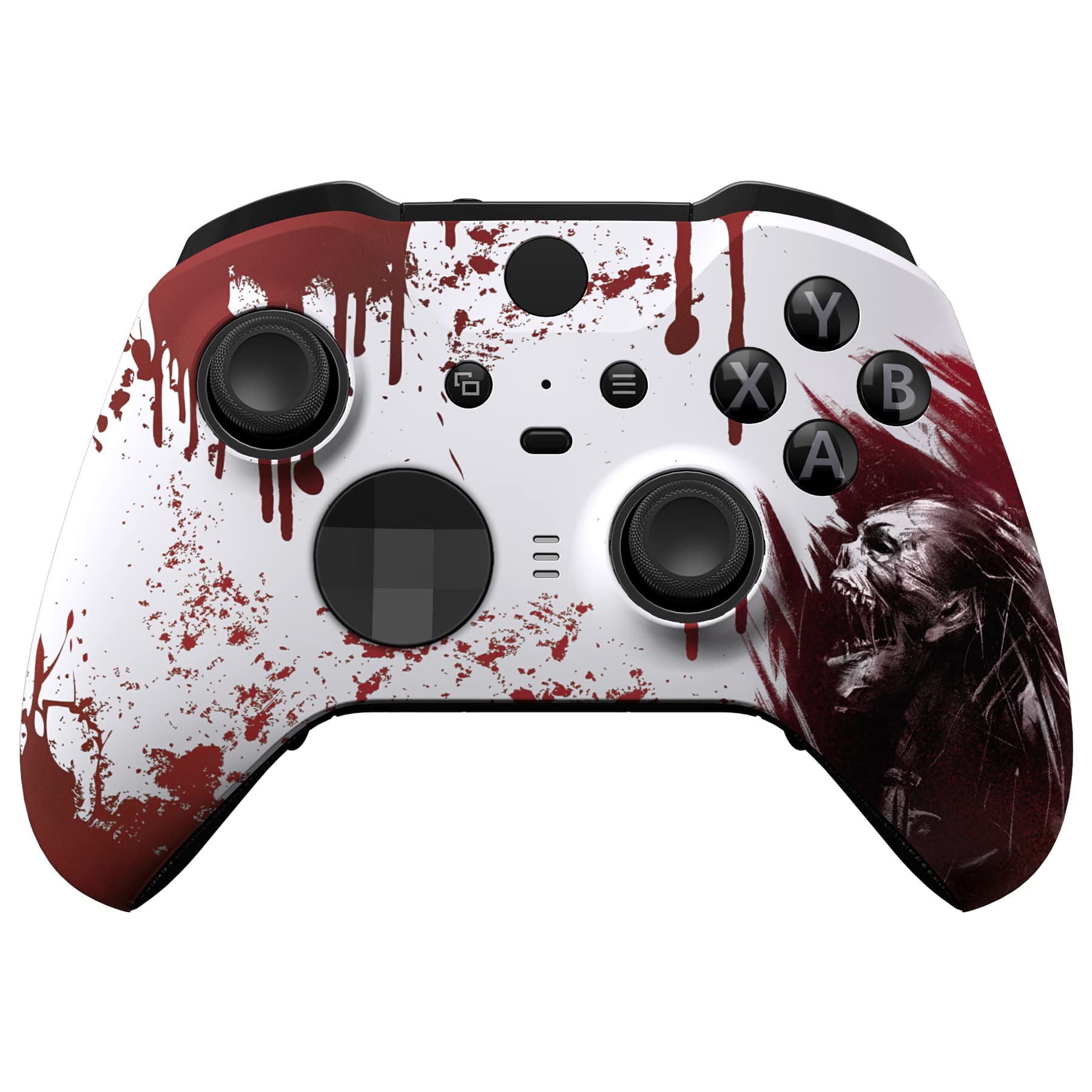 eXtremeRate Blood Zombie Replacement Faceplate Cover for Xbox One Elite Controller Series 2 (Model 1797)  Soft Touch Front Housing Shell Case & Accent Rings for Xbox Elite Series 2 Core Controller