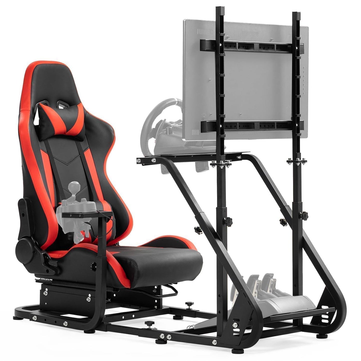 Dardoo G923 Racing Simulator Cockpit with Monitor Mount Fits for Logitech/Thrustmaster G25 G27 G29 G920 T150 T300 Simulator Cockpit with red Seat Without Wheel Pedal Shift and Monitor