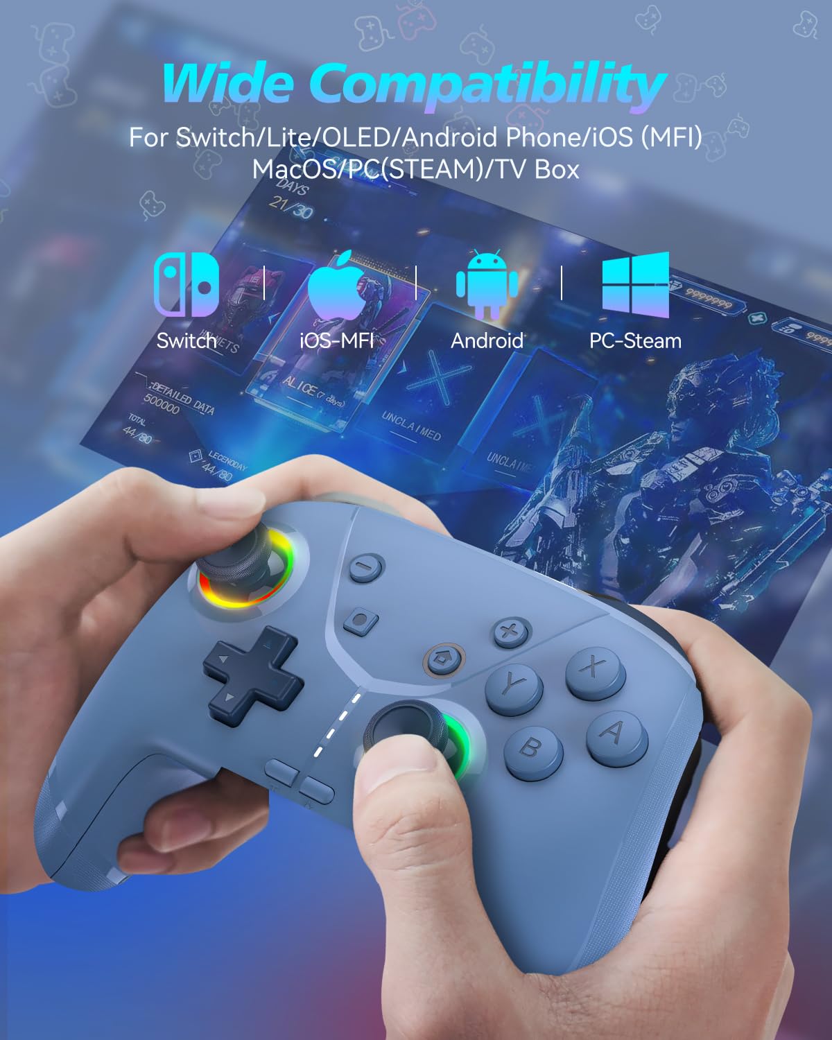GMBACK Wireless Switch 2 Pro Controller - Macro, HD Rumble, Motion Control, Turbo, 800mAh, Royal Blue