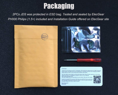 ElecGear 2PCs JDS-030 Replacement Charging Port Assembly for PS4 DualShock 4 Micro USB Connector Module