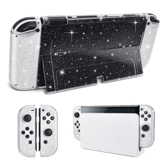 DLseego Protective Glitter Case Compatible with Switch OLED Console Updated Version  Glitter Bling Soft TPU Cover with Shock-Absorption and Anti-Scratch Design-stone Glitter