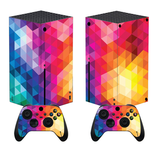 PlayVital Colorful Triangle Custom Vinyl Skins for Xbox Core Wireless Controller  Wrap Decal Cover Stickers for Xbox Series X Console Controller