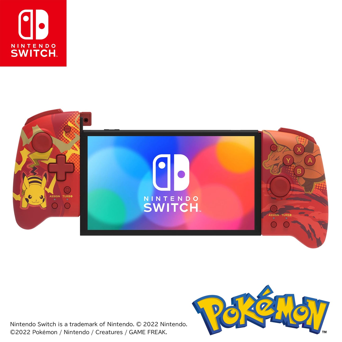 HORI Nintendo Switch Split Pad Pro - Ergonomic Controller for Handheld Mode - Pikachu & Charizard Design - Model NSW-413U