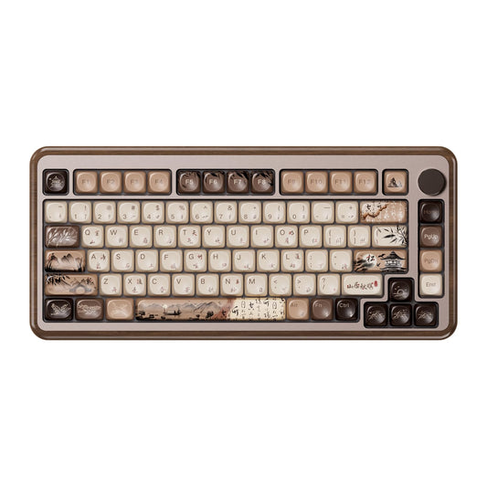 Akko MU02 Mechanical Keyboard with Walnut Wooden Case 75% RGB 2.4G Wireless/Bluetooth/Wired Hot-Swappable Gaming Keyboard with PBT Dye-Sub Keycaps for Mac & Win (Mountain Seclusion  Rosewood Switch)