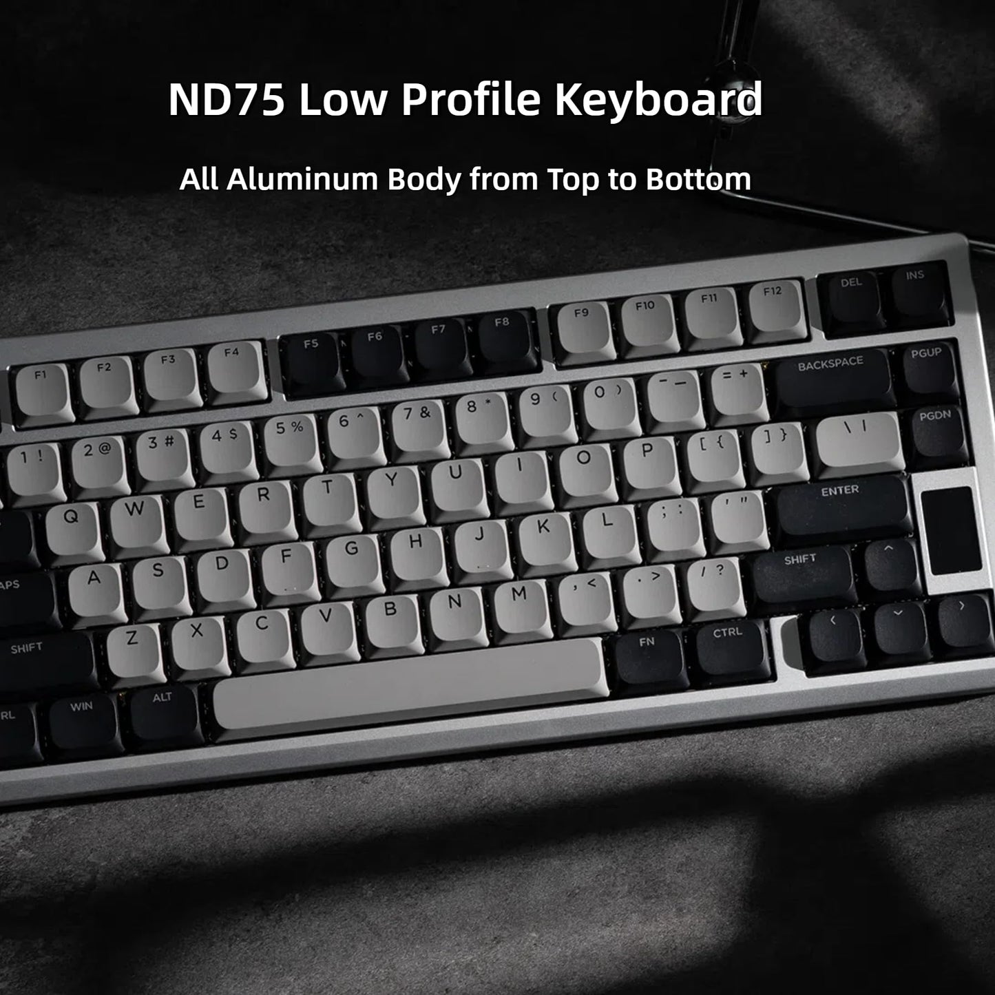OOCTPK Mechanical Keyboard - Chilkey ND75 LP Wireless RGB, Bluetooth/USB-C, Ultra-Thin Design, Silver, PC/Mac Compatible