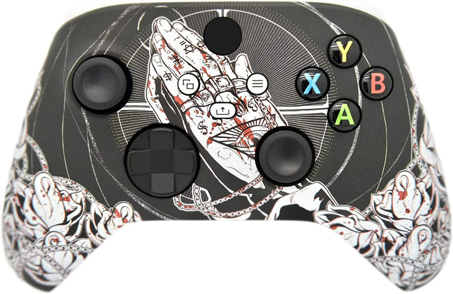 Hand Airbrushed Fade Custom Controller Compatible with Xbox Series X/S & Xbox One (Series X/S Bloody Forgiveness/White)