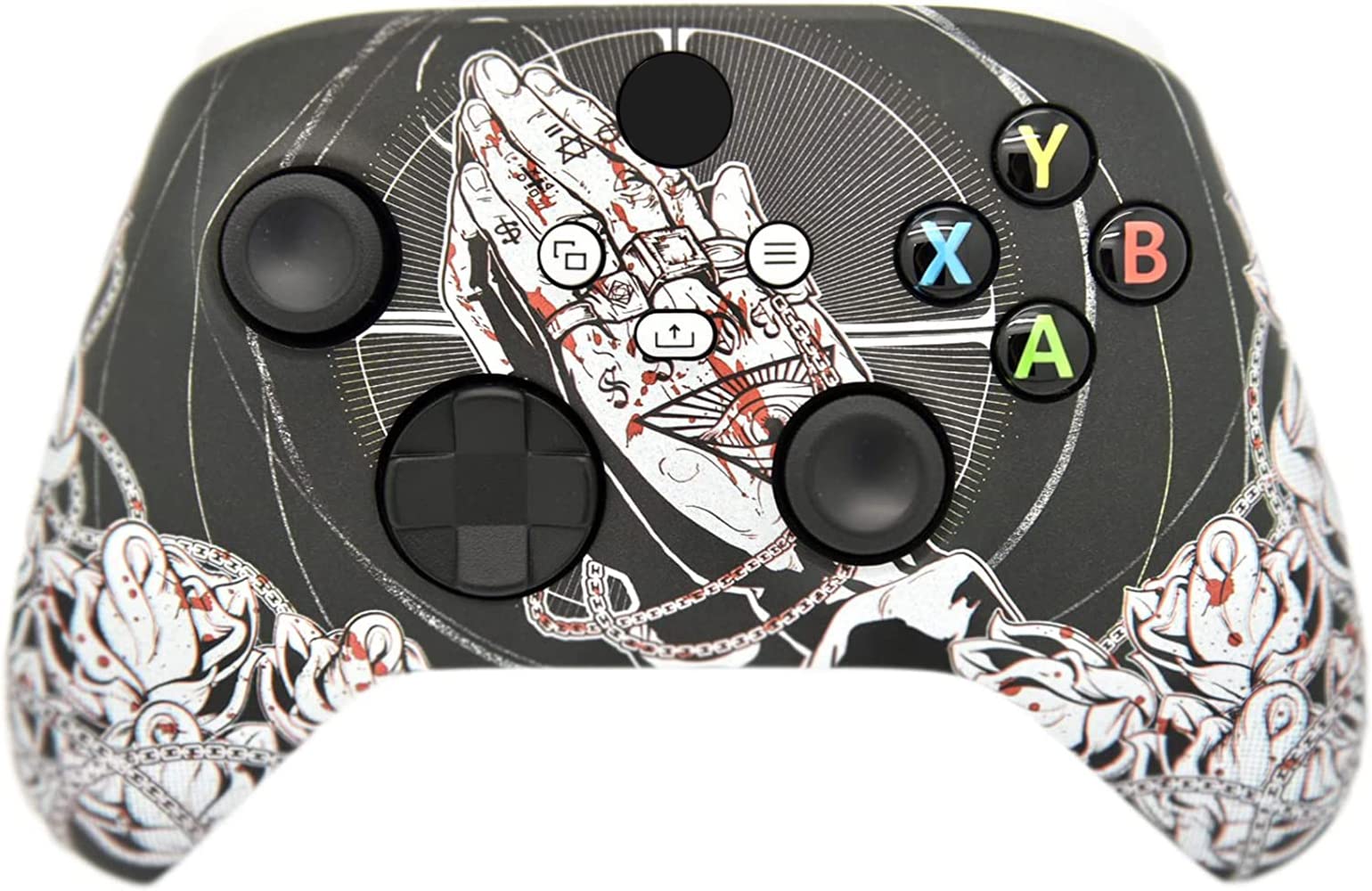 Hand Airbrushed Fade Custom Controller Compatible with Xbox Series X/S & Xbox One (Series X/S Bloody Forgiveness/White)