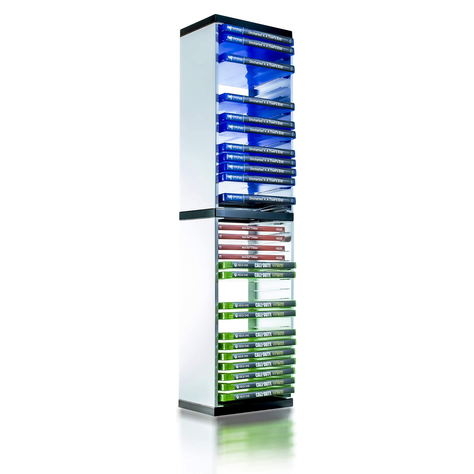 ADZ Game Storage Tower - Holds 36 PS4, PS5, Xbox Games & Blu-Rays - White - Model ADZPS5-003
