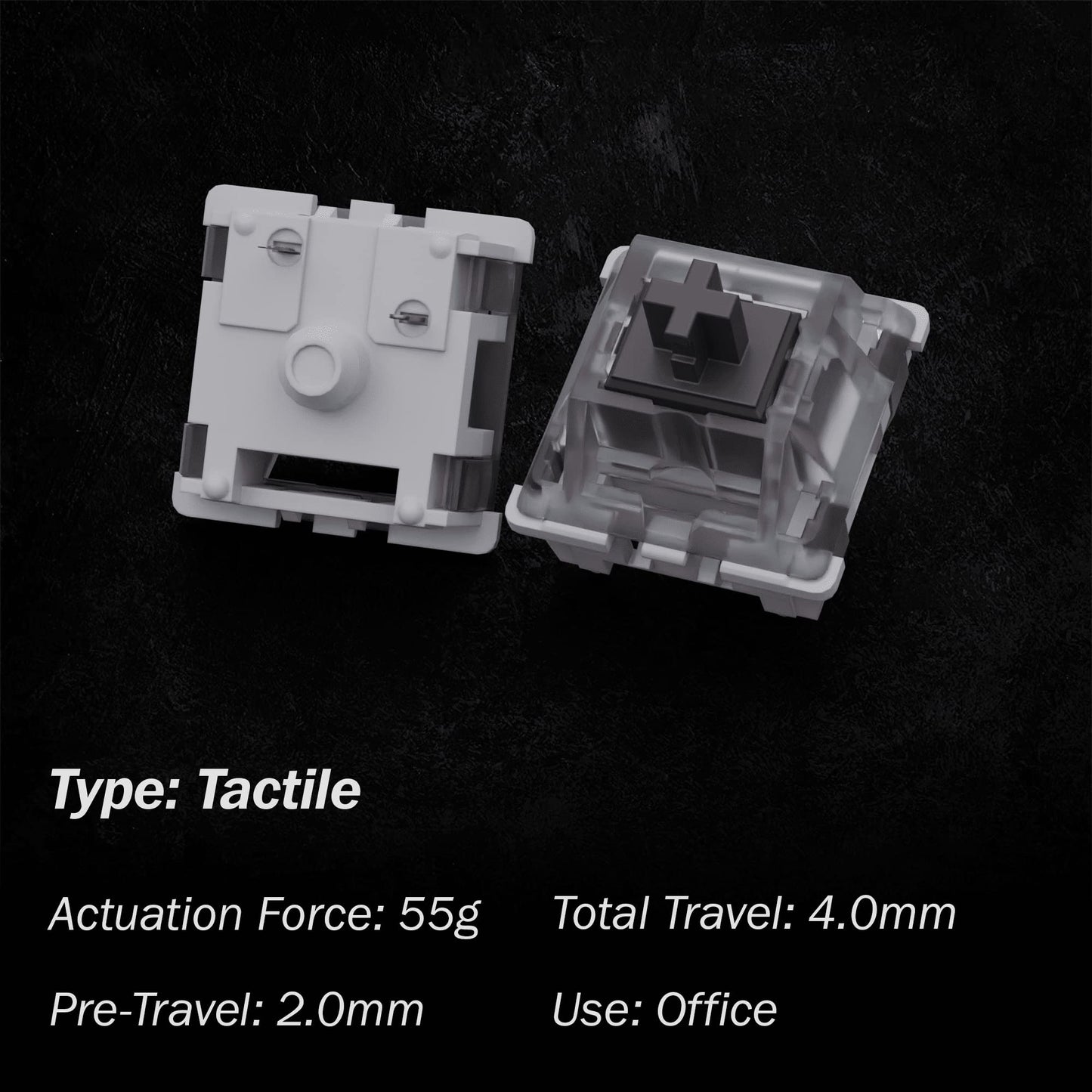 GATERON KS-9 RGB Mechanical Key Switches - Clear Top, 65 Pcs, Brown, MX Type