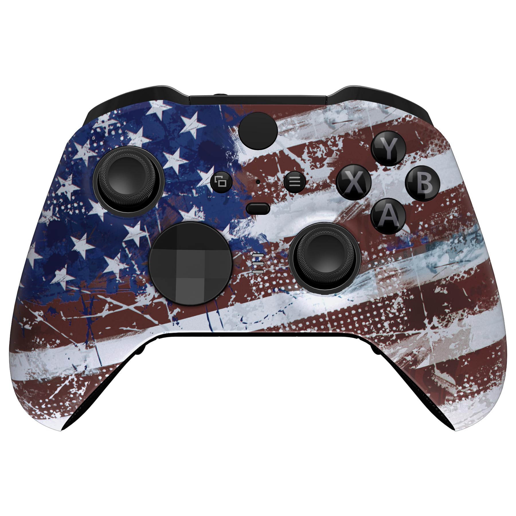 eXtremeRate Impression US Flag Replacement Faceplate Cover for Xbox One Elite Controller Series 2 (Model 1797)  Soft Touch Front Housing Shell & Accent Rings for Xbox Elite Series 2 Core Controller