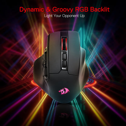 Redragon M811 PRO Wireless MMO Gaming Mouse - 15 Programmable Buttons, Ergonomic Grip, Black