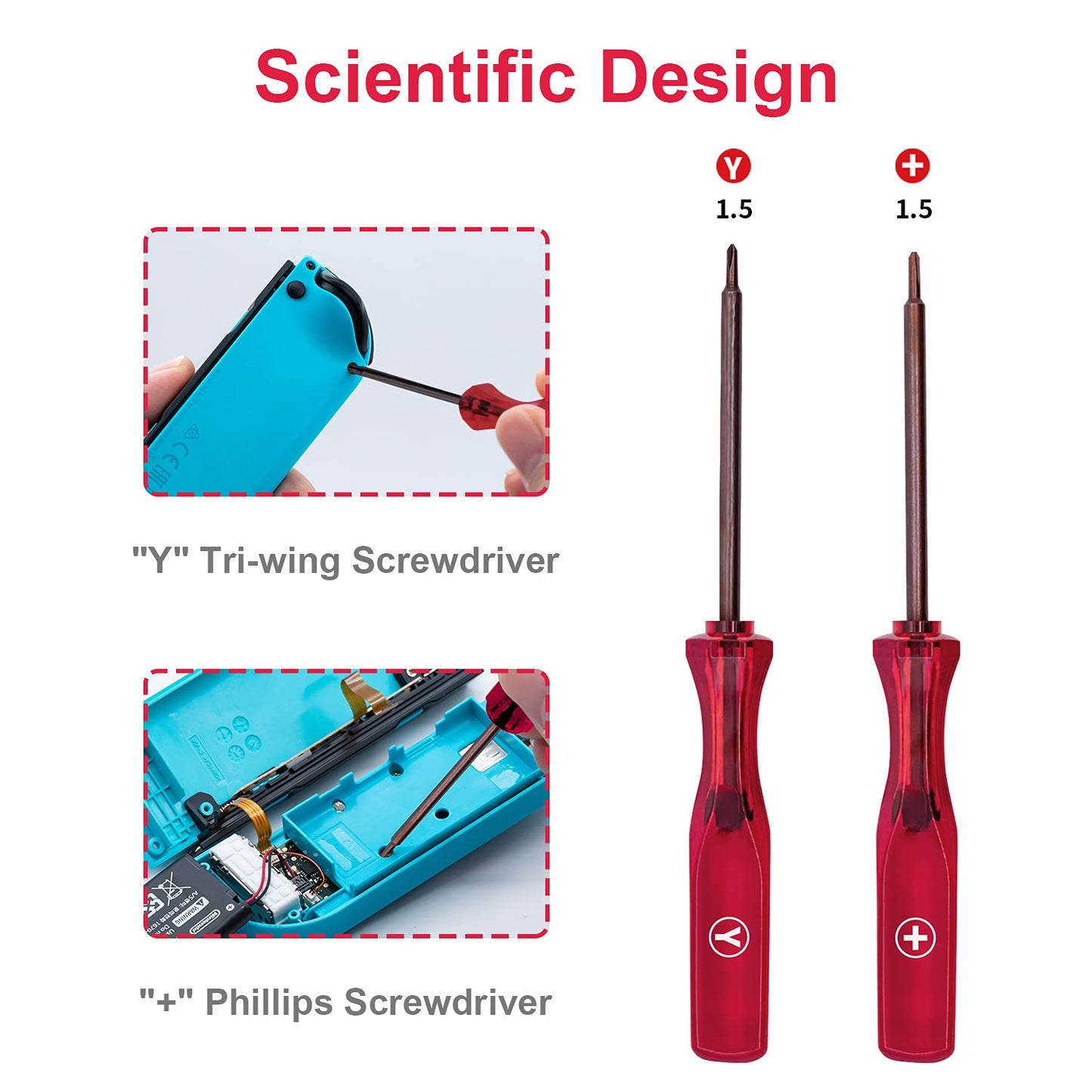 Mcbazel Gam3Gear Tri-Wing & Screwdriver Set for N-Switch, GBA, PS4 - Metal, Set of 2