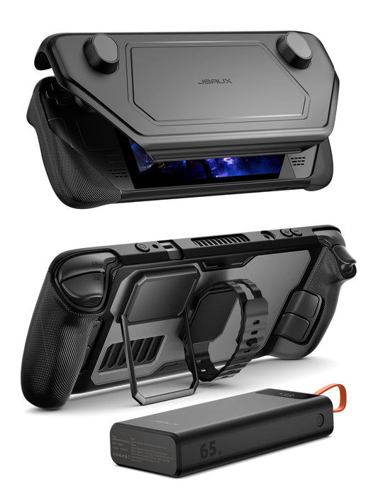 JSAUX ModCase for Steam Deck with 20000mAh Power Bank, Back Case, Face Cover, Metal Bracket - Power Bank Set