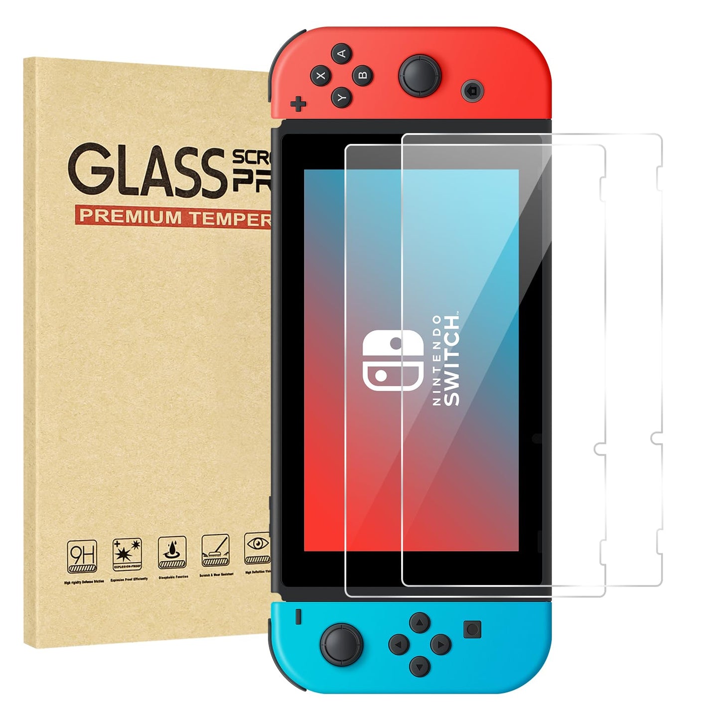 Jngnpn 2-Pack Tempered Glass Screen Protector for Switch Model 2017 [6.2 Inch] HD Clear  Anti Scratch  Bubble Free  Easy Installation  9H Hardness  Ultra Thin