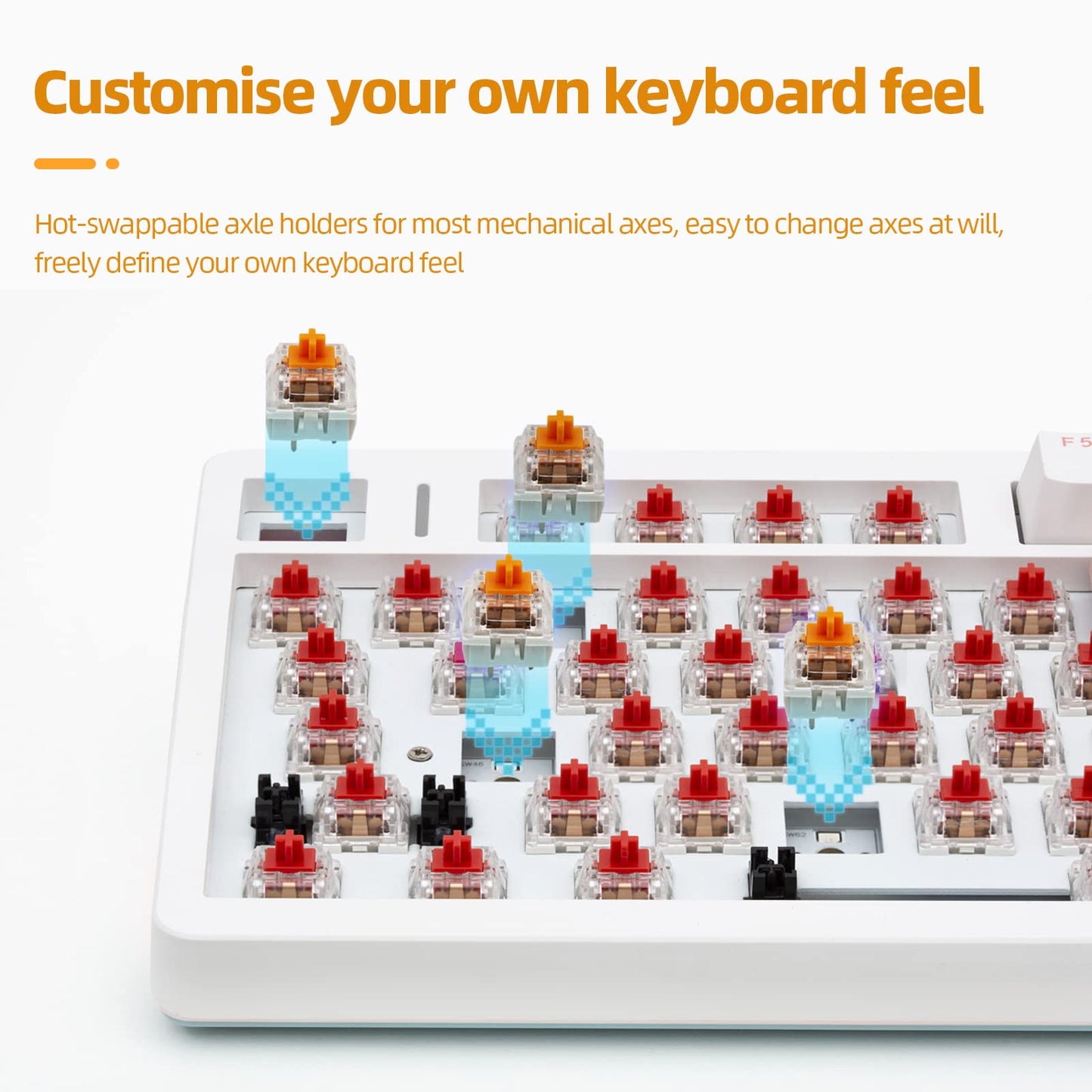 IROK FE75Pro Wireless RGB Mechanical Keyboard - 81 Keys, Hot Swappable, Customizable Backlit, White/Blue Color