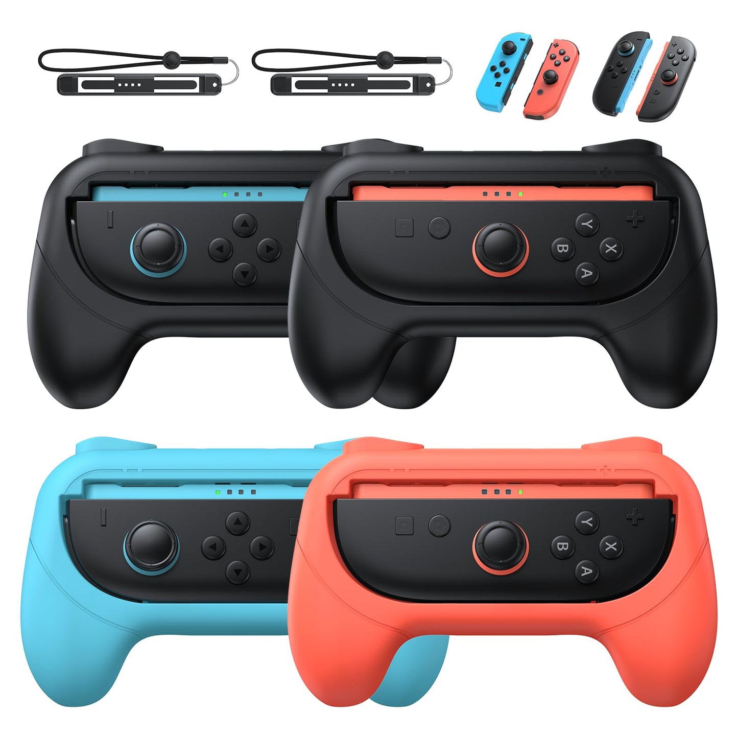 [Switch 1/2 Compatible] FASTSNAIL Grips for Nintendo Switch2 (2025)/1/OLED for Joy-Con 2  Wear-Resistant & Anti-Slip Controller Grips Handle Kit  Switch 2 Holder for Joycon 2/1 Accessories 4 Pack
