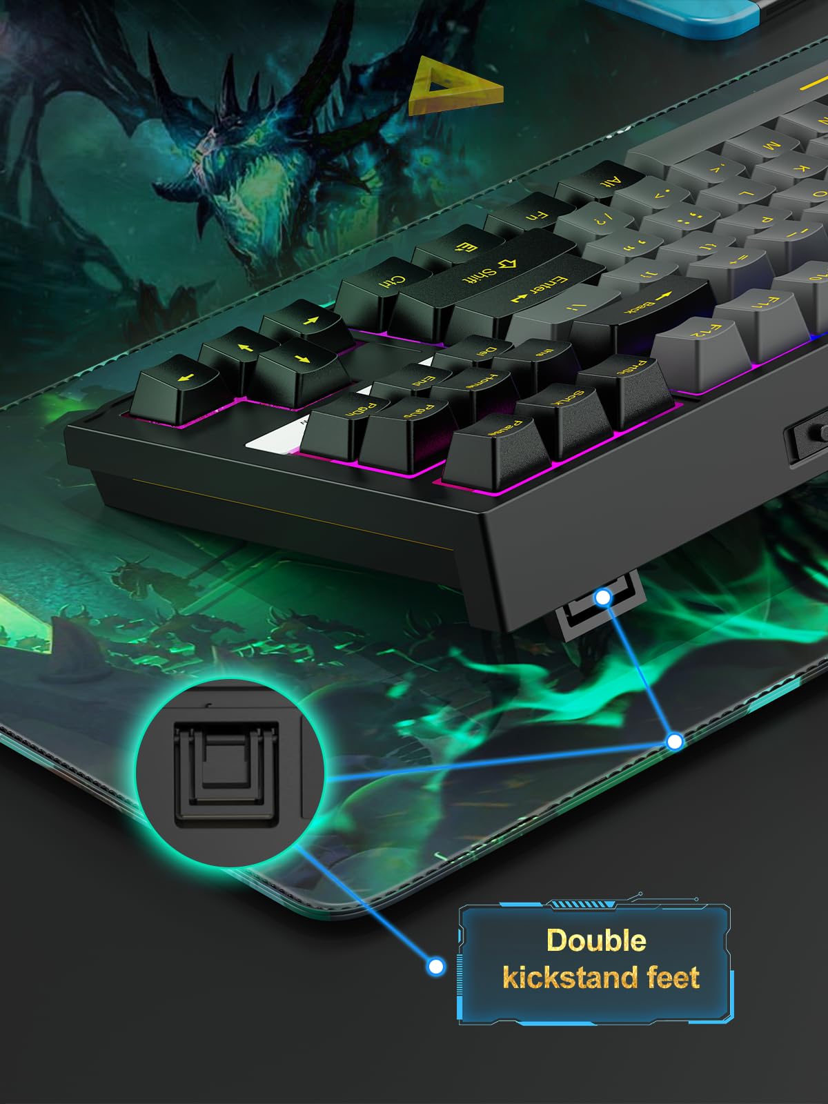 NPET CR87 Mechanical Gaming Keyboard - Hot-Swappable 87-Key, RGB, 45g Red Switches, Anti-Ghosting, Black & Grey