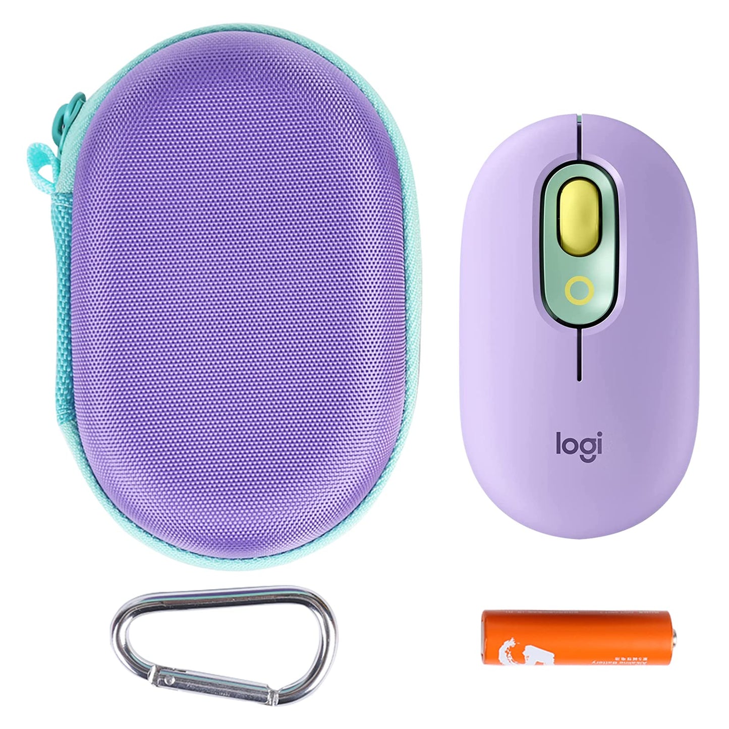 co2CREA Hard Case for Logitech POP Wireless Mouse - Purple + Daydream Mint Zipper, Model 20224131531