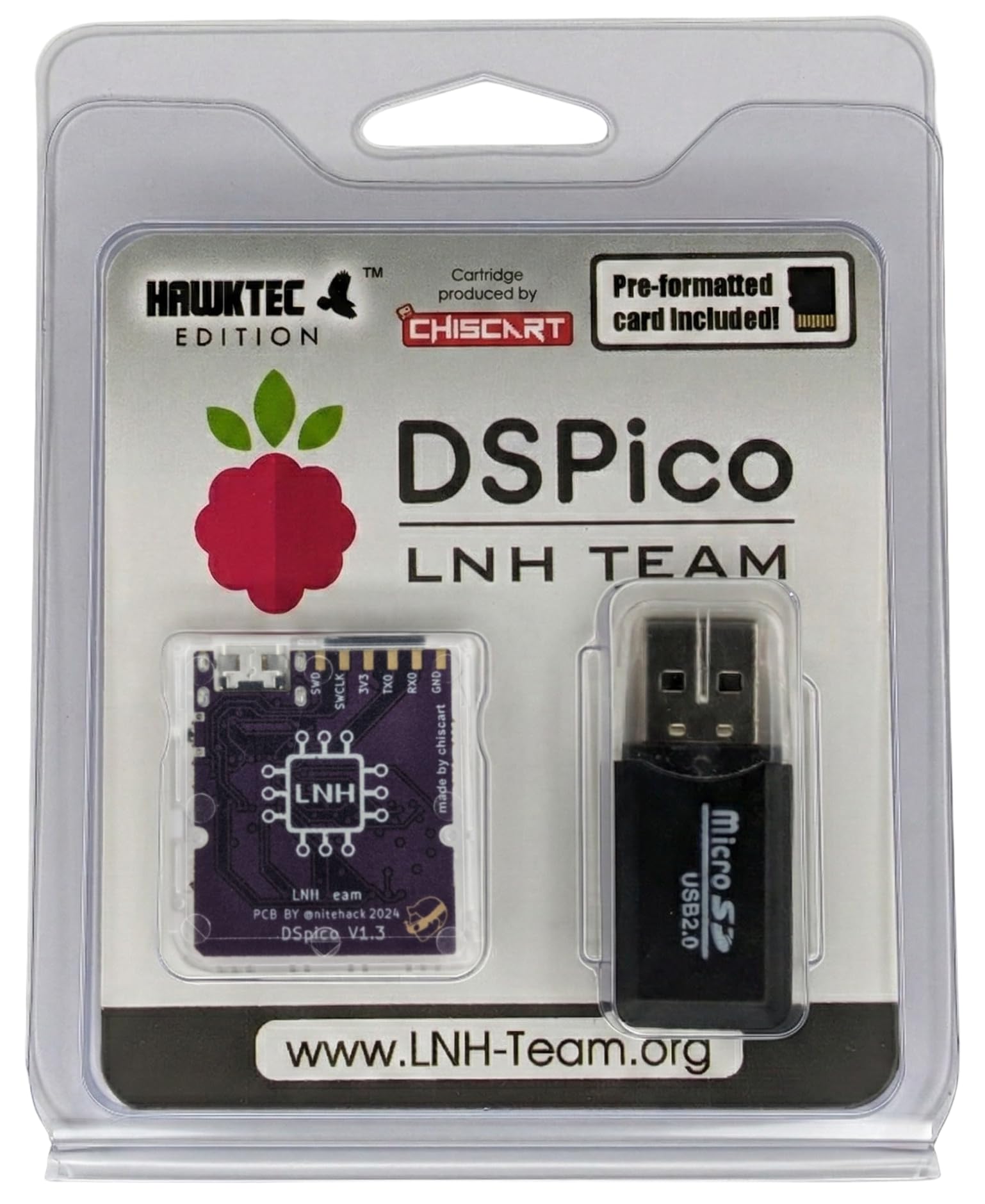 HawkTec Edition DS Flash Cart / DS Flash Card Compatible w/ NDS DS DSi 2DS 3DS (R4 Upgrade) - 8GB Micro SD Included - Built on LNH Team Open-Source Platform  RP2040 MCU Powered  Dual Power  6MB/s SD Read  Full DS Mode & Pico Launcher Support