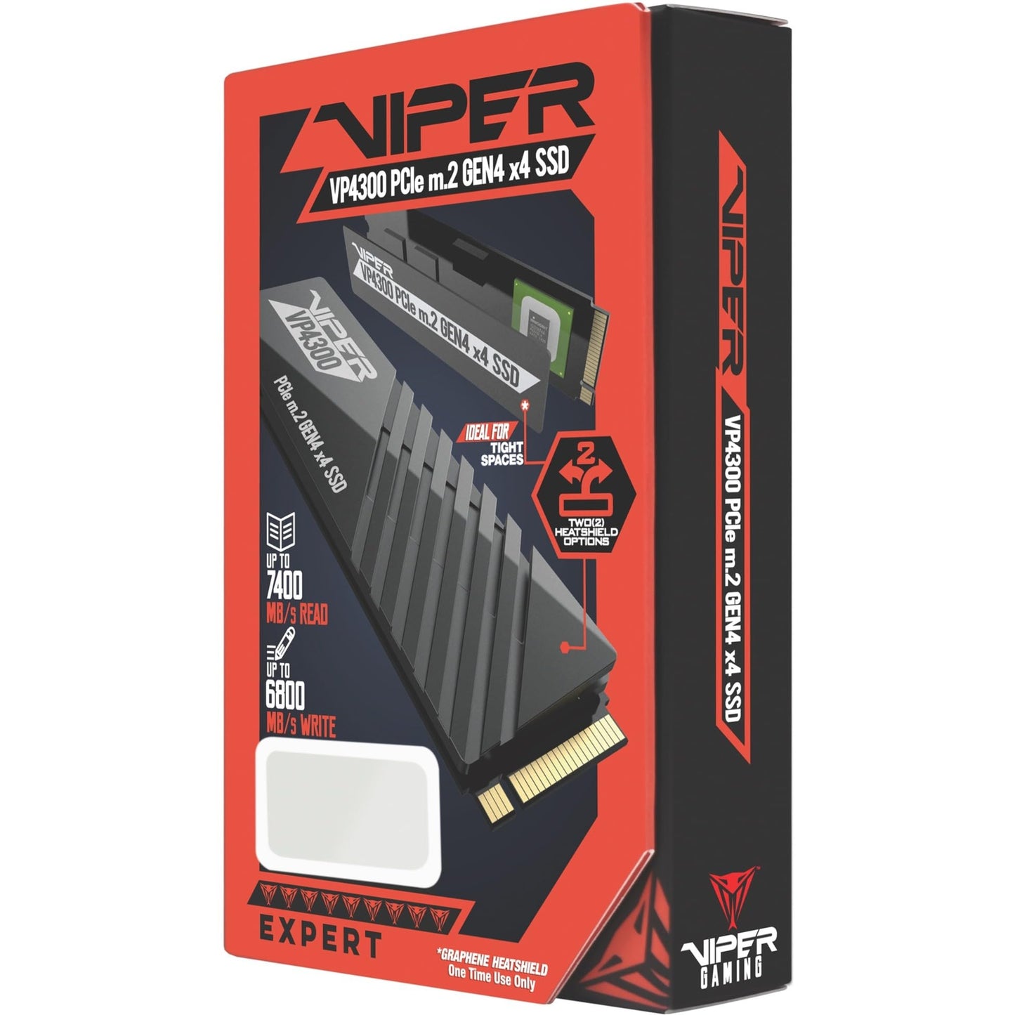 Patriot Viper VP4300 2TB M.2 PCIe Gen4 SSD - Black, 0.3"x0.9"x3.1", Model VP4300-2TB