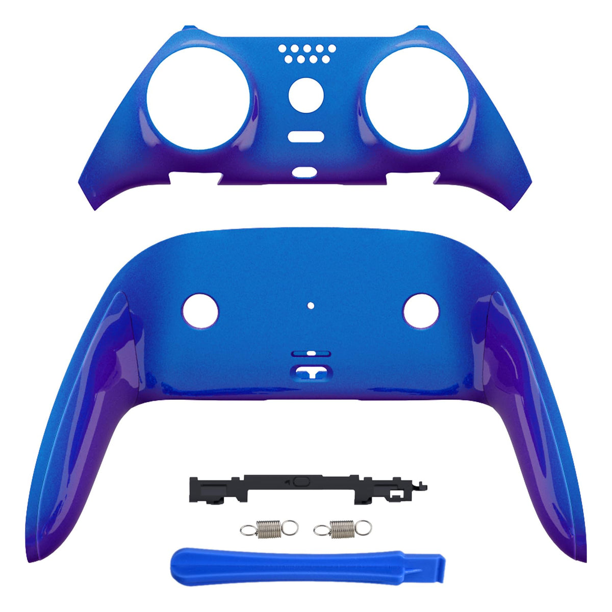 eXtremeRate Top Bottom Decorative Trim Shell Compatible with ps5 Edge Controller DIY Replacement Front Back Clip Shell  Custom Chameleon Purple Blue Plates Cover Compatible with ps5 Edge Controller