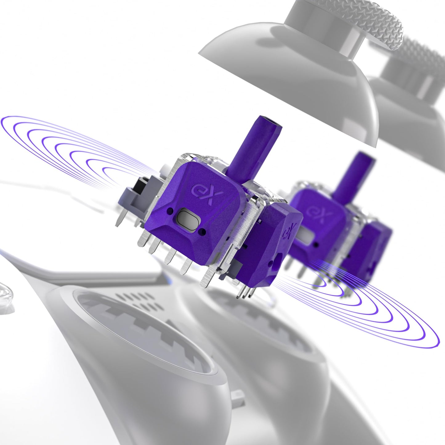 eXtremeRate eXhall Hall Effect Thumbstick Kit for PS5 Controller - 120gf, Purple, Model HMRPF002