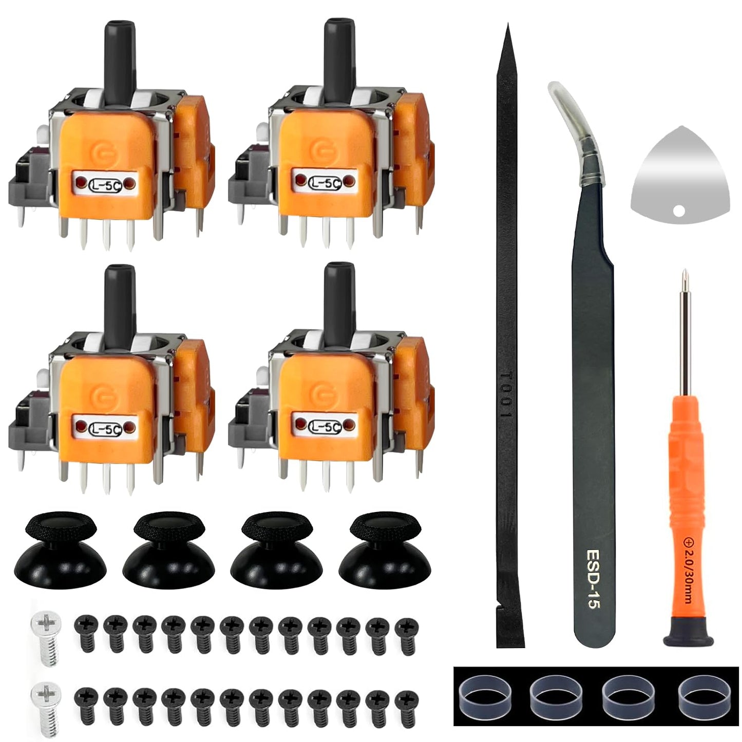 HLRAO 4pcs Hall-Effect Joystick Replacement for PS5 Controller - 3D Analog Sensor Module - Yellow