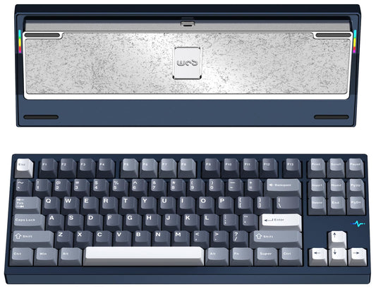 KEEBMONKEY WOBKEY Crush 80 Reboot CNC Aluminum 5-Second Quick-Release Triple-Mode Connectivity Mechanical Keyboard with Superior Acoustics (Pro Navy)