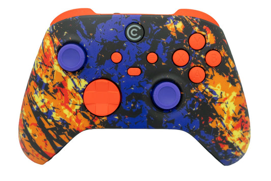 Custom Controllerzz Wireless Controller for Xbox & PC - Inferno Galaxy with Orange Inserts