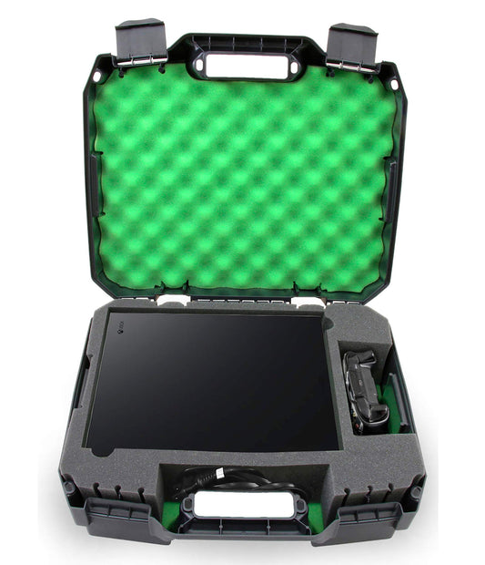 CASEMATIX Green Travel Case Compatible with Xbox One X 1TB Enhanced 4k HDR Gaming Console  Controller  Cables and Games with Impact Resistant Shell
