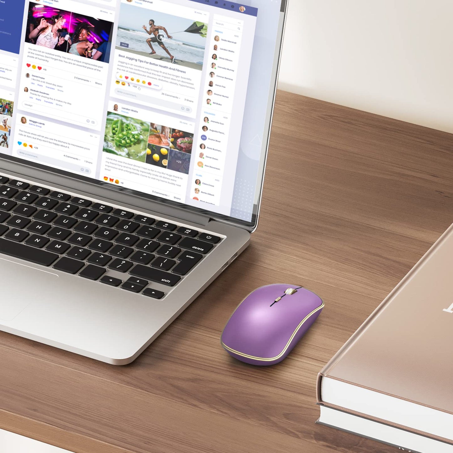 JOYACCESS Wireless Mouse - Ergonomic 2.4G Optical with 5 DPI Levels, Portable Design, Purple (Model: XRF-M1B-PL)