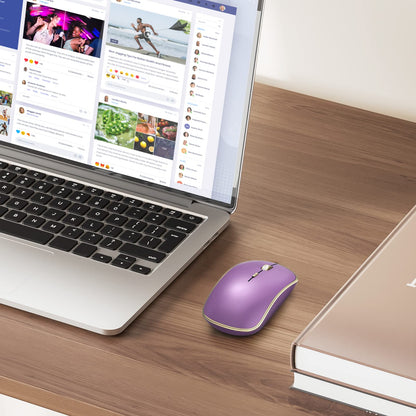 JOYACCESS Wireless Mouse - Ergonomic 2.4G Optical with 5 DPI Levels, Portable Design, Purple (Model: XRF-M1B-PL)