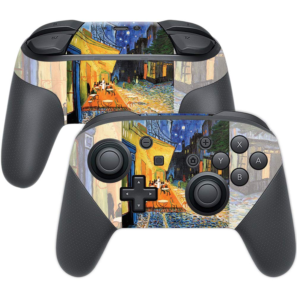 MightySkins Skin Compatible with Nintendo Switch Pro Controller - Cafe Terrace at Night | Protective, Durable, and Unique Vinyl 