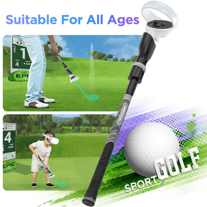 YOGES VR Golf Club Handle for Oculus Quest 2 - Black/Grey, VR Q4 Golf Handle, Ideal for Virtual Reality Golf & Baseball Games
