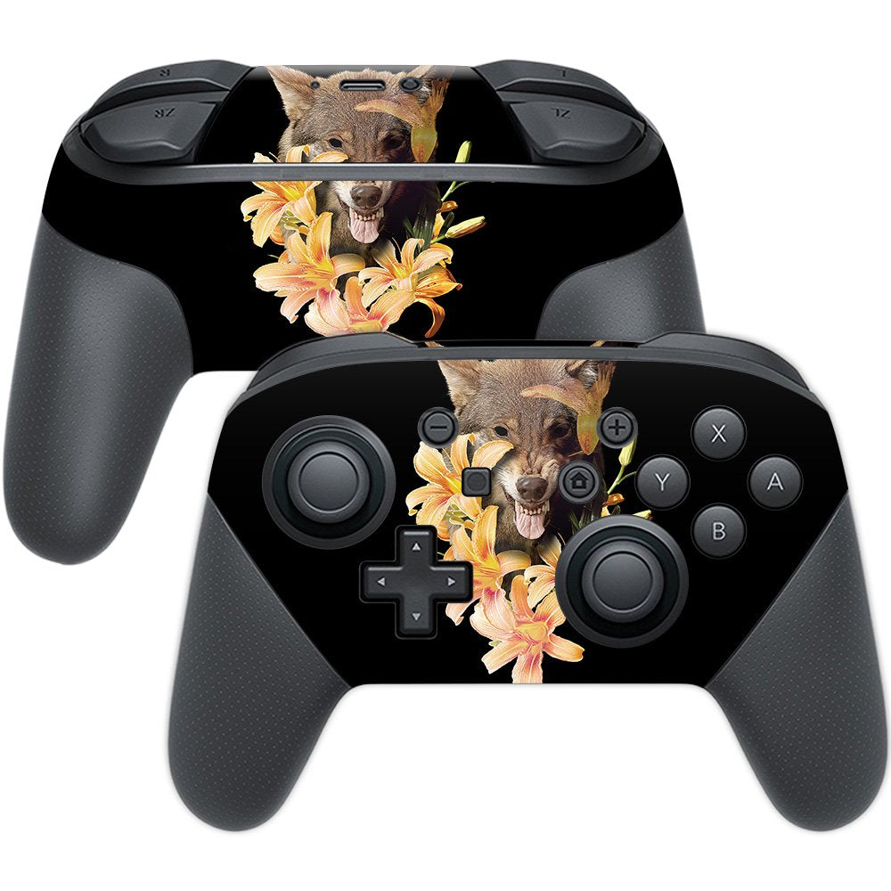 MightySkins Skin Compatible with Nintendo Switch Pro Controller - Wolfish Flowers | Protective, Durable, and Unique Vinyl Decal 
