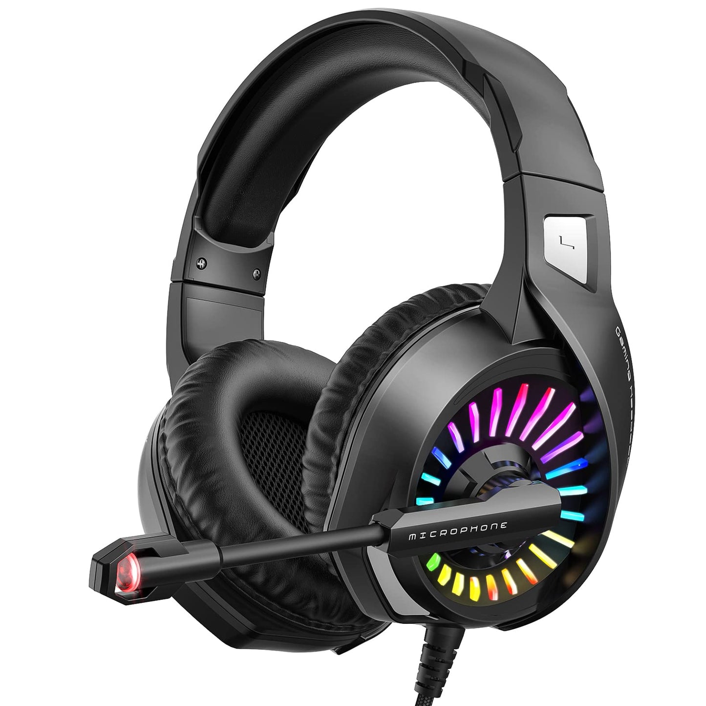 ZIUMIER Gaming Headset with Microphone  Compatible with PS4 PS5 Xbox One PC Laptop  Over-Ear Headphones with LED RGB Light  Noise Canceling Mic  7.1 Stereo Surround Sound
