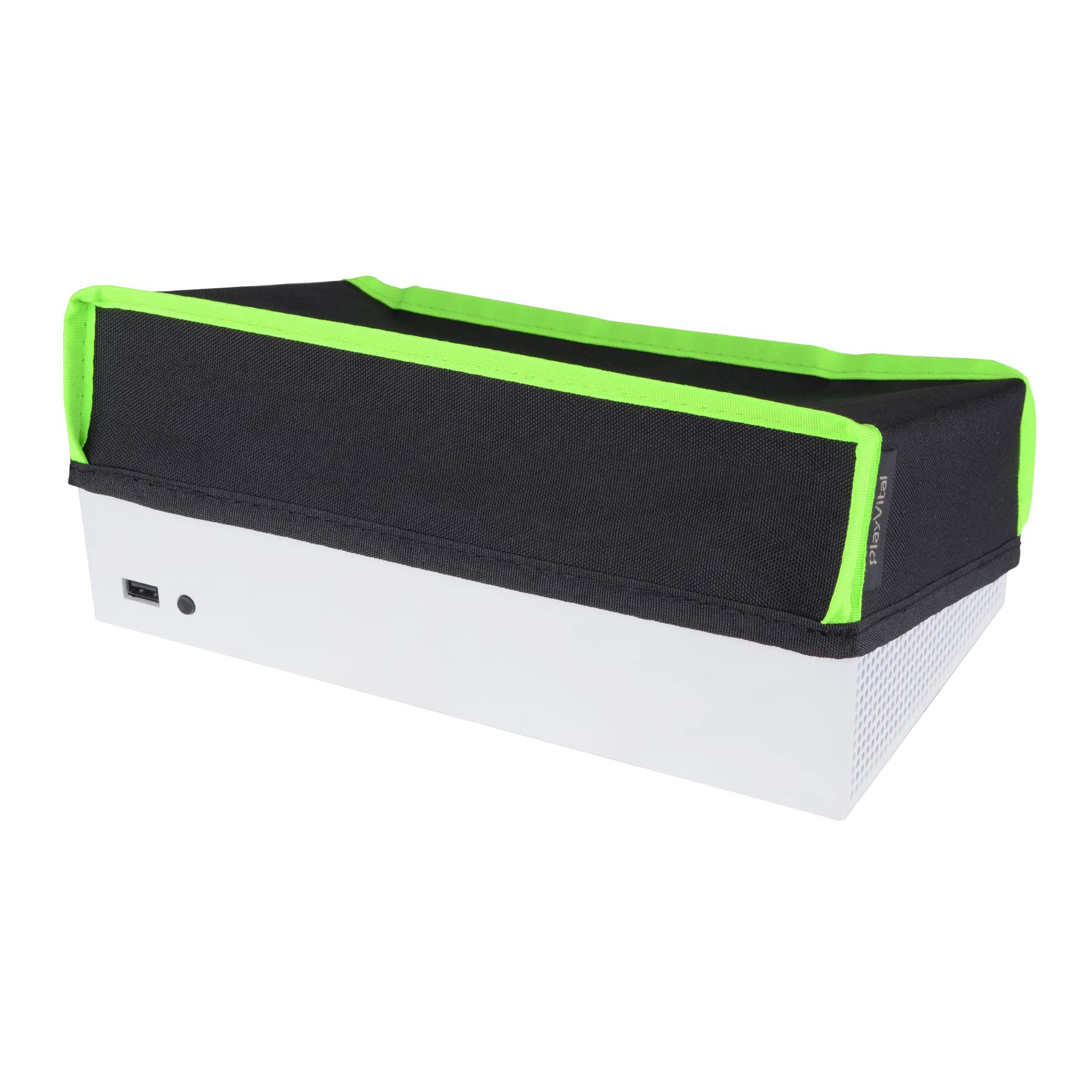 PlayVital Black Nylon Dust Cover for Xbox Series S Console  Soft Neat Lining Dust Guard  Anti Scratch Waterproof Cover Sleeve for Xbox Series S Console - Neon Green Trim