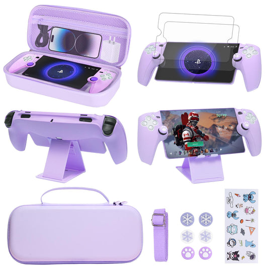GUTIAL Accessories kit for Ps Portal - Cute Purple PS5 Portal Accessories Bundle for Girls Boys Kids with Carry Case  Protective Cover Case  Screen Protector  stand for Playstation Portal