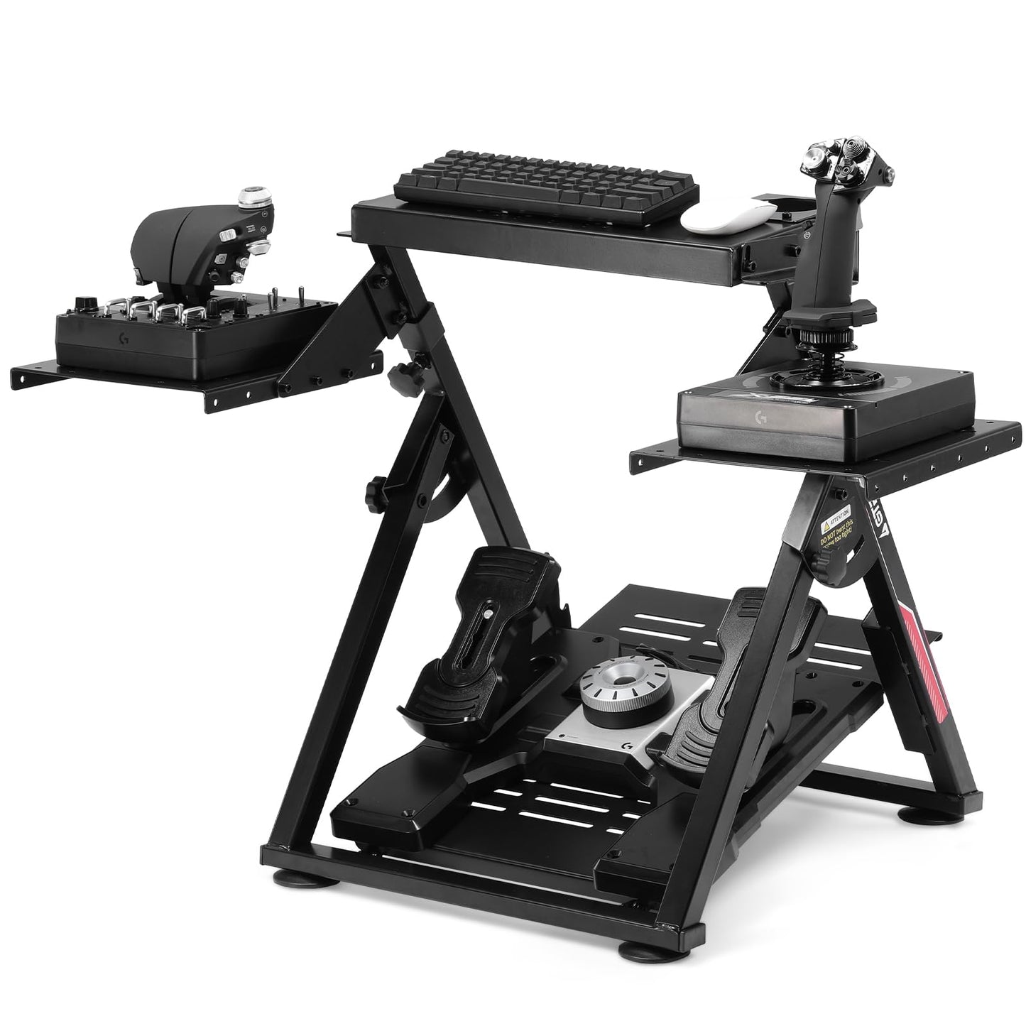 GTPLAYER Flight Racing Stand - Adjustable Simulator Cockpit for Logitech/Thrustmaster - Foldable, Black, Model DF-GT-S04
