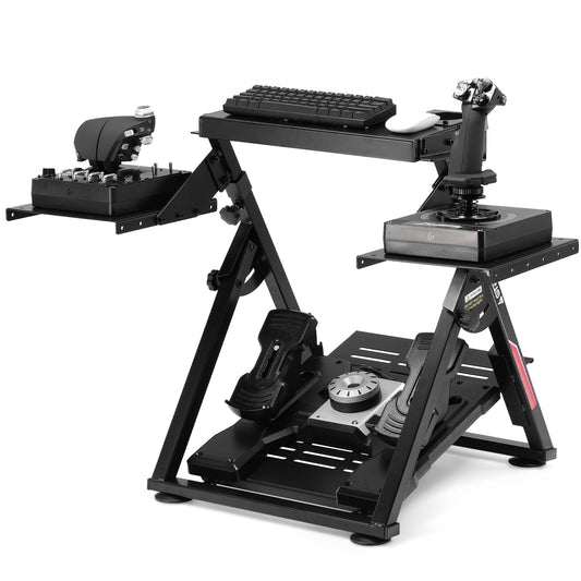 GTPLAYER Flight Racing Stand - Adjustable Simulator Cockpit for Logitech/Thrustmaster - Foldable, Black, Model DF-GT-S04