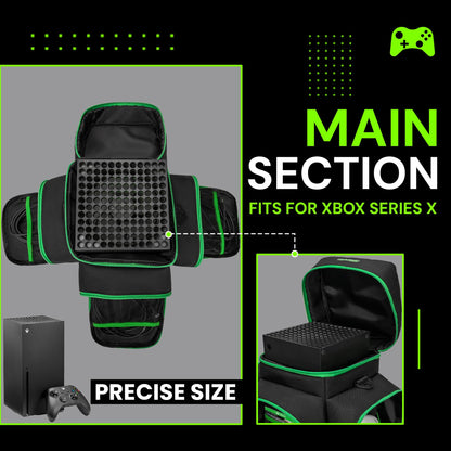 CROTIRAD Carrying Case for Xbox Series X - Travel Bag with Storage Pockets, Black, Model 202402101