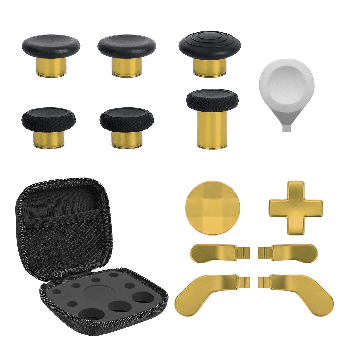 TOMSIN 13 in 1 Xbox Elite Series 2 Controller Accessories Replacement Pack 6 Metal Thumbsticks 2 D-pads 4 Paddles and 1 Adjuster for Xbox Elite Controller Series 2 Core Accessory Parts(Chrome Gold)
