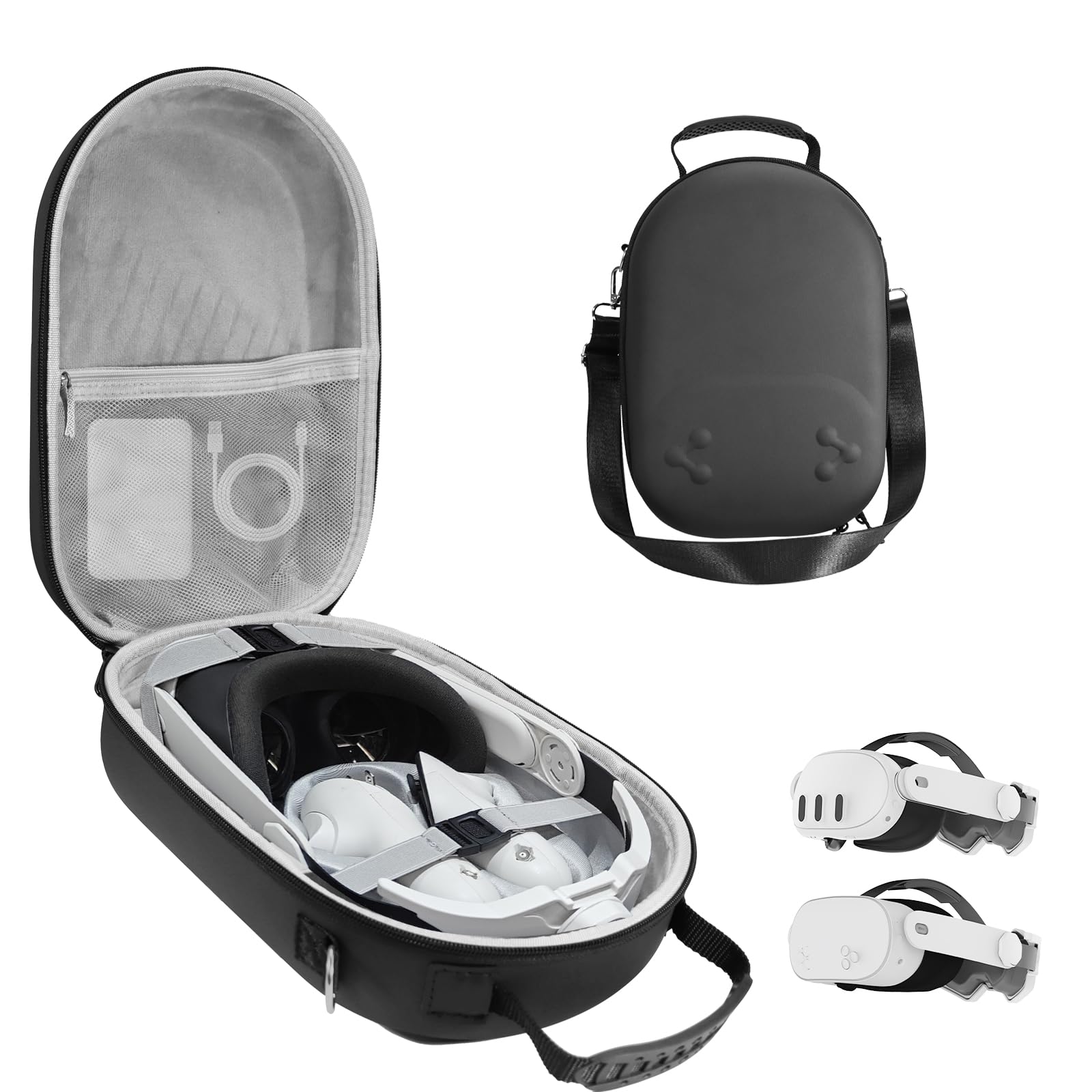 bibuks Hard Carrying Case Compatible with Oculus Meta Quest 3/3S VR Headset fine design Strap and Touch Controller Accessories Carry Case Hard Shell Tpartyl Storage Bag (Black)