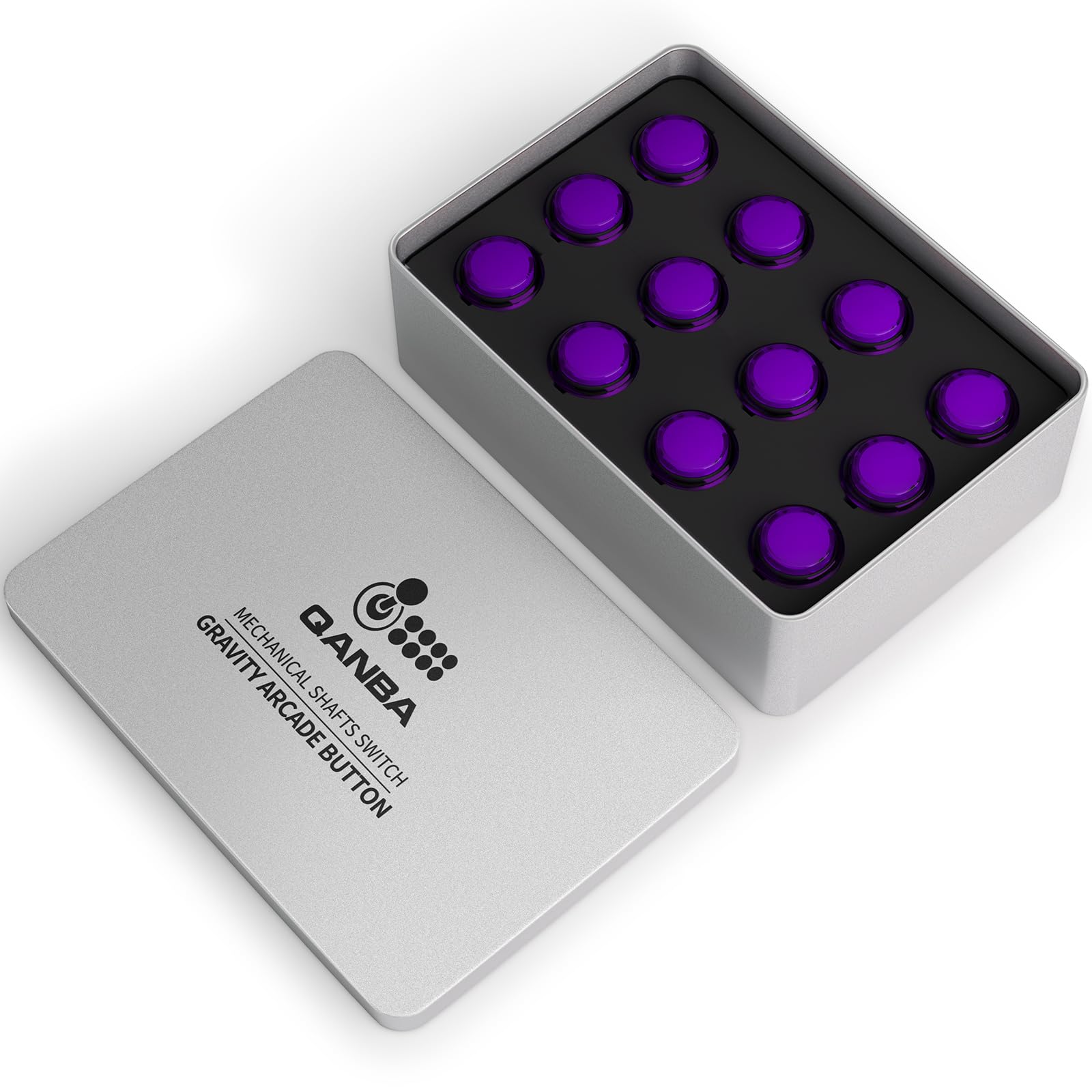 Qanba Gravity KS Mechanical Shafts Silent Pushbutton 24mm Snap-in (Boxed (Clear Violet E03(12 pcs)