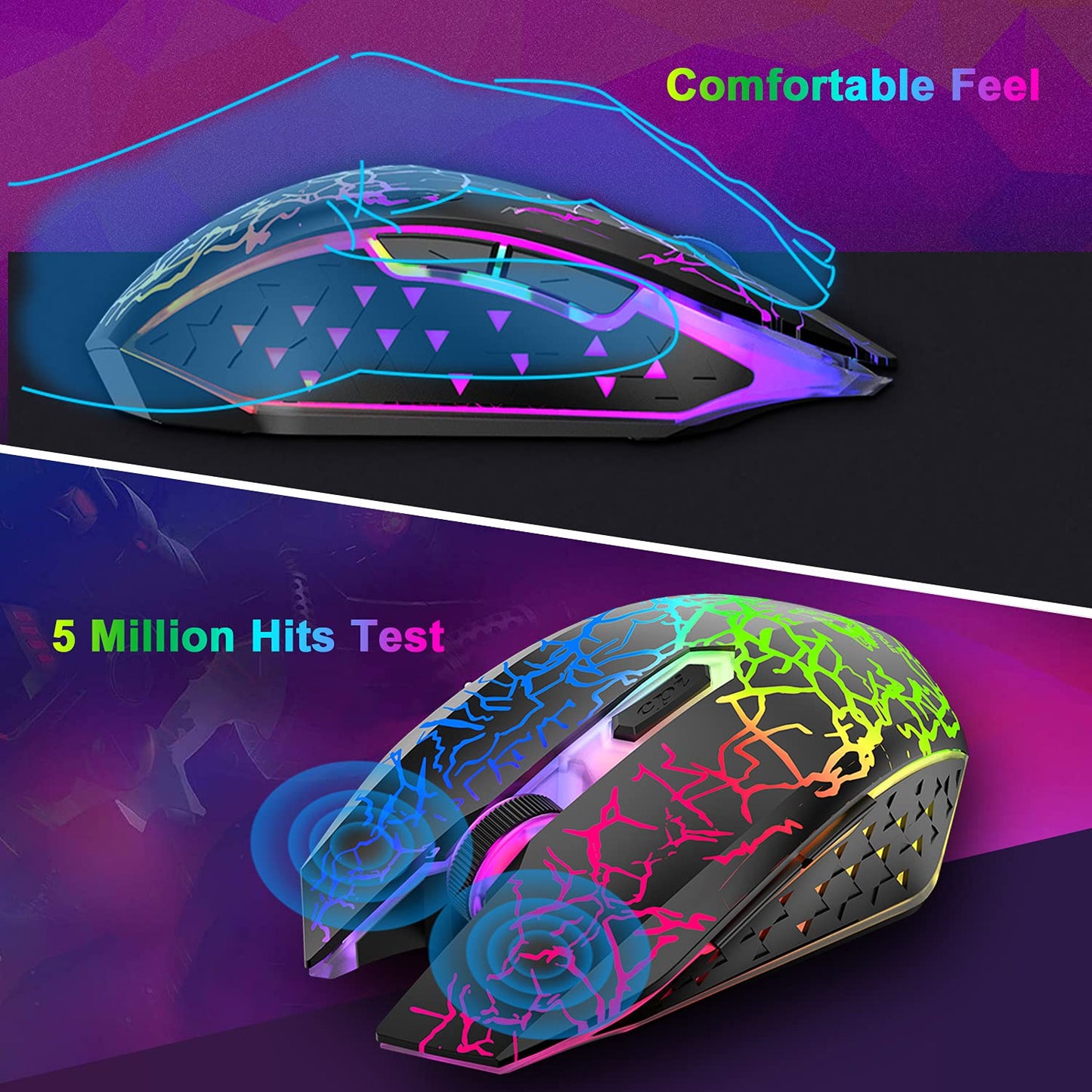 LexonElec T61 Mini 68 Keys RGB Mechanical Gaming Keyboard, Anti-Ghosting, Type C, Black Rainbow, 128 PBT Keycaps, Lightweight Gaming Mouse