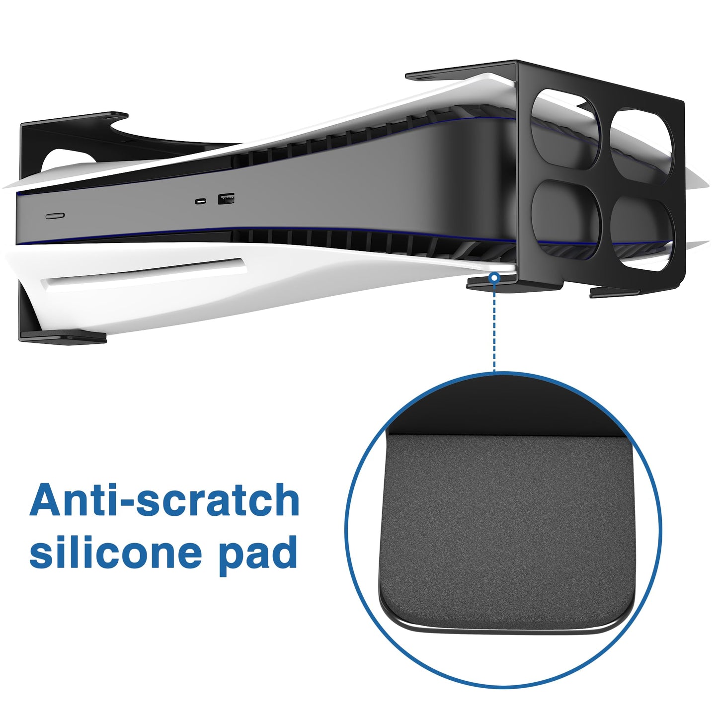 Niffgaff PS5 Under Desk Mount - Heavy-Duty Metal Holder, Space-Saving Design, Anti-Slip Pads, Black
