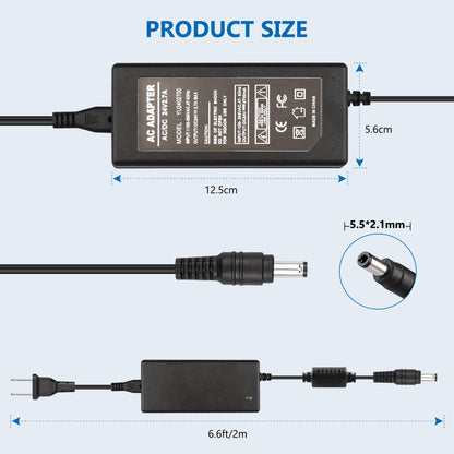 FNKTQL Replacement Power Adapter for Logitech G920 G29 G923 Racing Wheels - 24V, Black