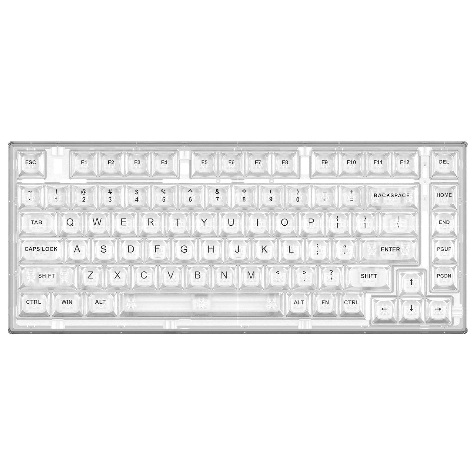YUNZII X75 PRO 82 Key Wireless Hot Swappable Mechanical Gaming Keyboard with Transparent Keycaps Gasket Mount BT5.0/2.4G/USB-C for Windows/Mac(Kailh Jellyfish Switch  Wireless-White)