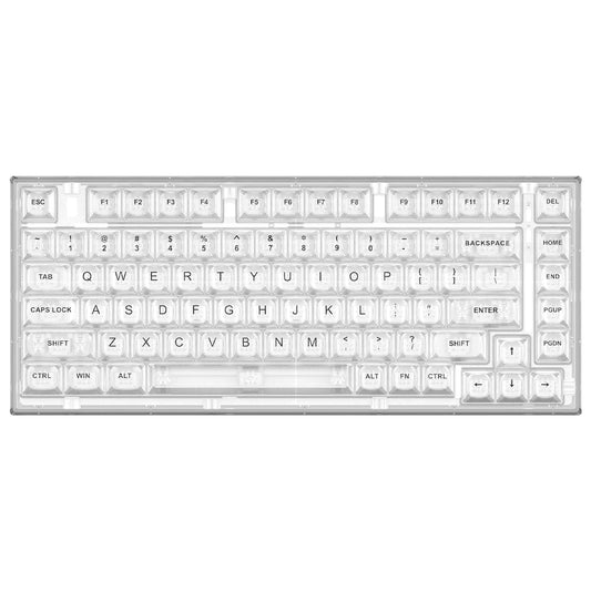 YUNZII X75 PRO 82 Key Wireless Hot Swappable Mechanical Gaming Keyboard with Transparent Keycaps Gasket Mount BT5.0/2.4G/USB-C for Windows/Mac(Kailh Jellyfish Switch  Wireless-White)