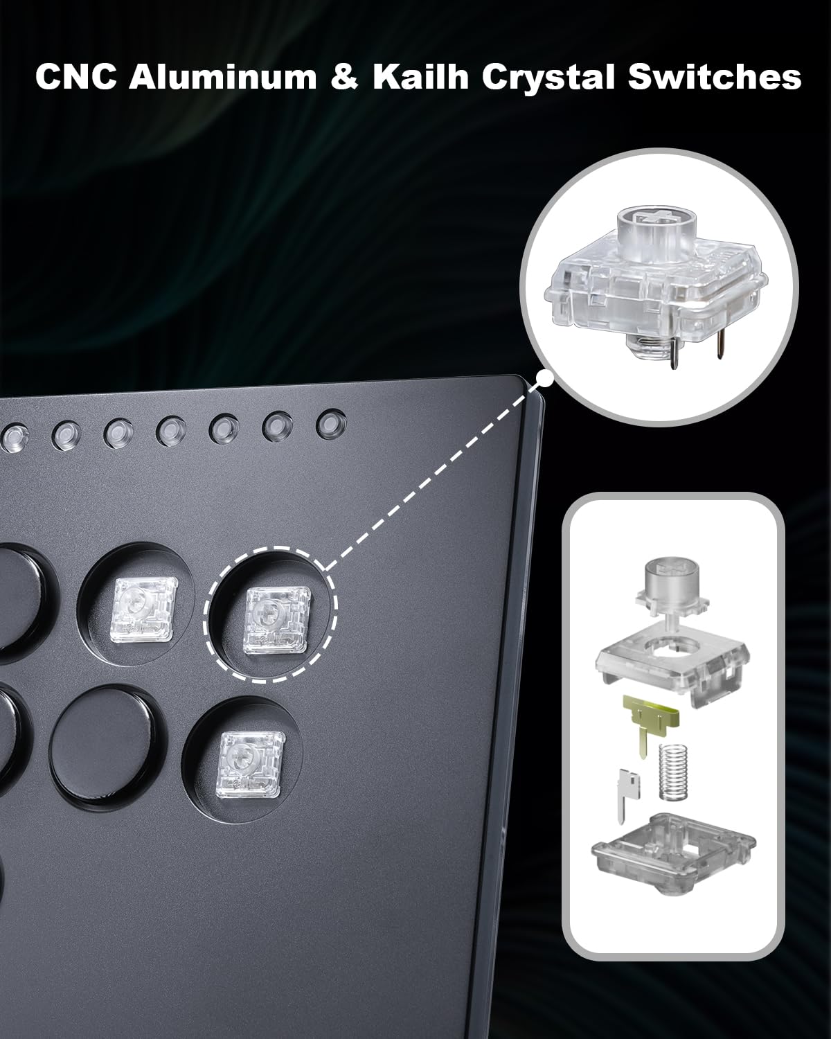 ONEED Haute42 Leverless Arcade Stick M12 Plus - Black, Aluminum, for PC/PS3/PS4/Switch, Hot Swap & SOCD Support